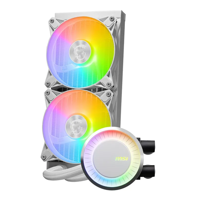 Enfriamiento Líquido MSI MAG CORELIQUID E240 - 2 Ventiladores - 3000 RPM - ARGB - Blanco - MAG CORELIQUID E240 WHITE