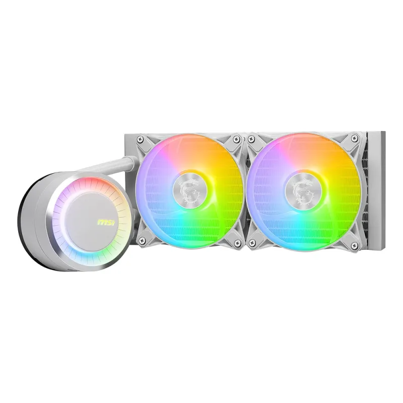 Enfriamiento Líquido MSI MAG CORELIQUID E240 - 2 Ventiladores - 3000 RPM - ARGB - Blanco - MAG CORELIQUID E240 WHITE