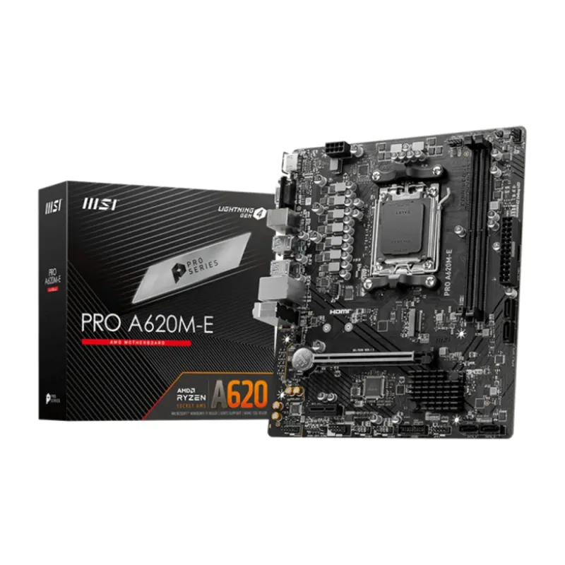 Tarjeta Madre MSI PRO A620M-E - Socket AM5 - 2x DDR5 - 4800/5800/6000MHz - HDMI - VGA - USB 2.0/3.2 - Mini ATX  - PRO A620M-E