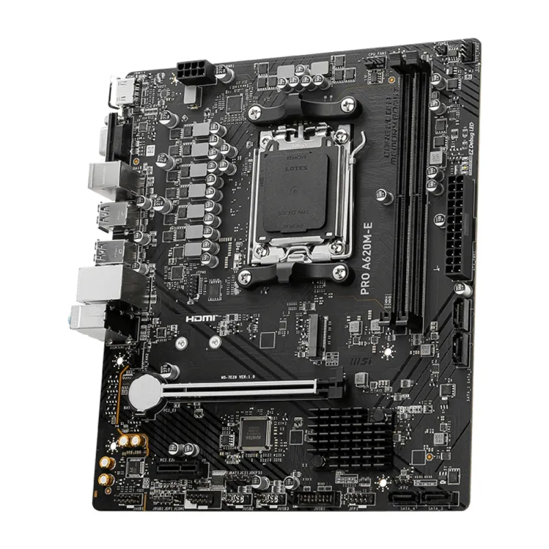 Tarjeta Madre MSI PRO A620M-E - Socket AM5 - 2x DDR5 - 4800/5800/6000MHz - HDMI - VGA - USB 2.0/3.2 - Mini ATX  - PRO A620M-E