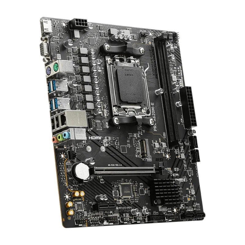 Tarjeta Madre MSI PRO A620M-E - Socket AM5 - 2x DDR5 - 4800/5800/6000MHz - HDMI - VGA - USB 2.0/3.2 - Mini ATX  - PRO A620M-E