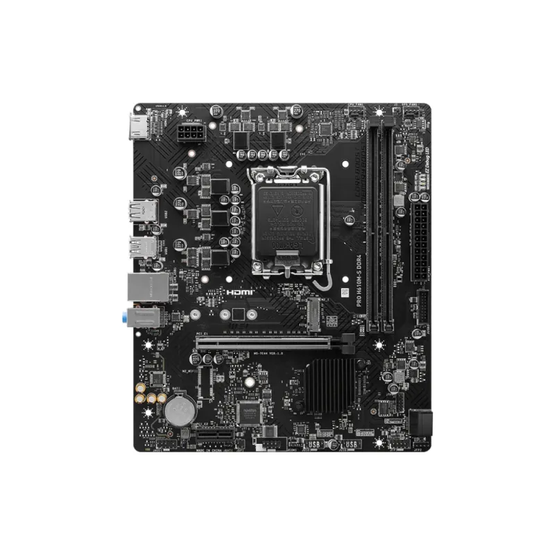 Tarjeta Madre MSI PRO H610M-S DDR4 - Socket LGA 1700 - 2xDDR4 - 1886/2800/3200 MHz - HDMI - USB 2.0 - Micro ATX - PRO H610M-S DDR4