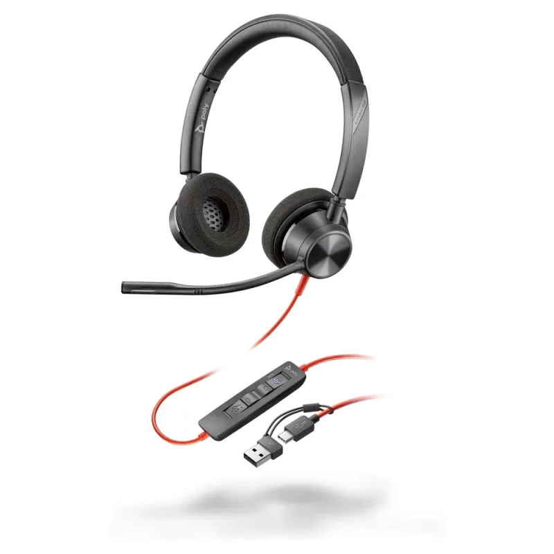 Diadema Poly Blackwire 3320 -Alámbrico - USB C/A - Micrófono - Certificado para Microsoft Teams - 8X220AA