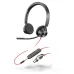 Diadema Poly Blackwire 3325 - Alámbrico - USB-C/A - Micrófono - Negro - Certificado para Microsoft Teams - 8X222AA