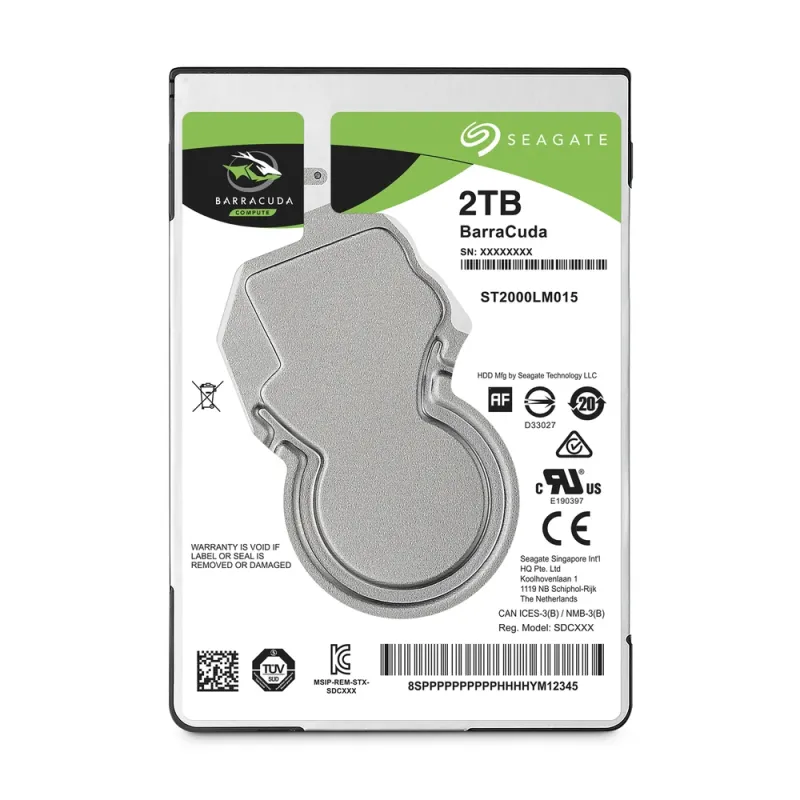 Disco Duro Interno Seagate Barracuda - 2.5" - 2TB - SATA 3 - 5400 RPM  - ST2000LM015