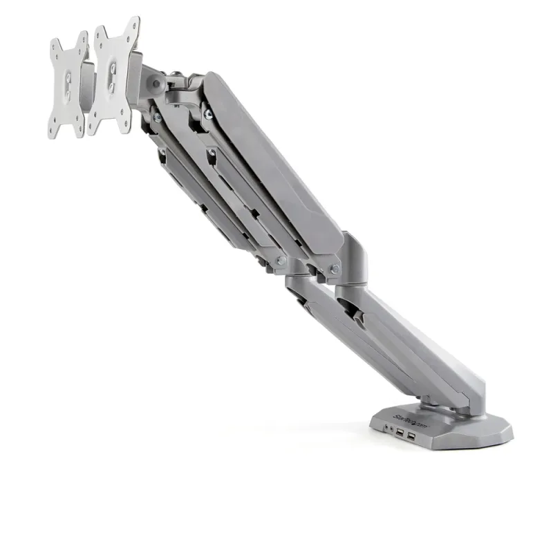Soporte de Escritorio StarTech.com ARMSLIMDUOS - 15" a 32" -  Soporta 8kg - Para 2 Monitores - Ajustable - 2 Puertos USB - ARMSLIMDUOS