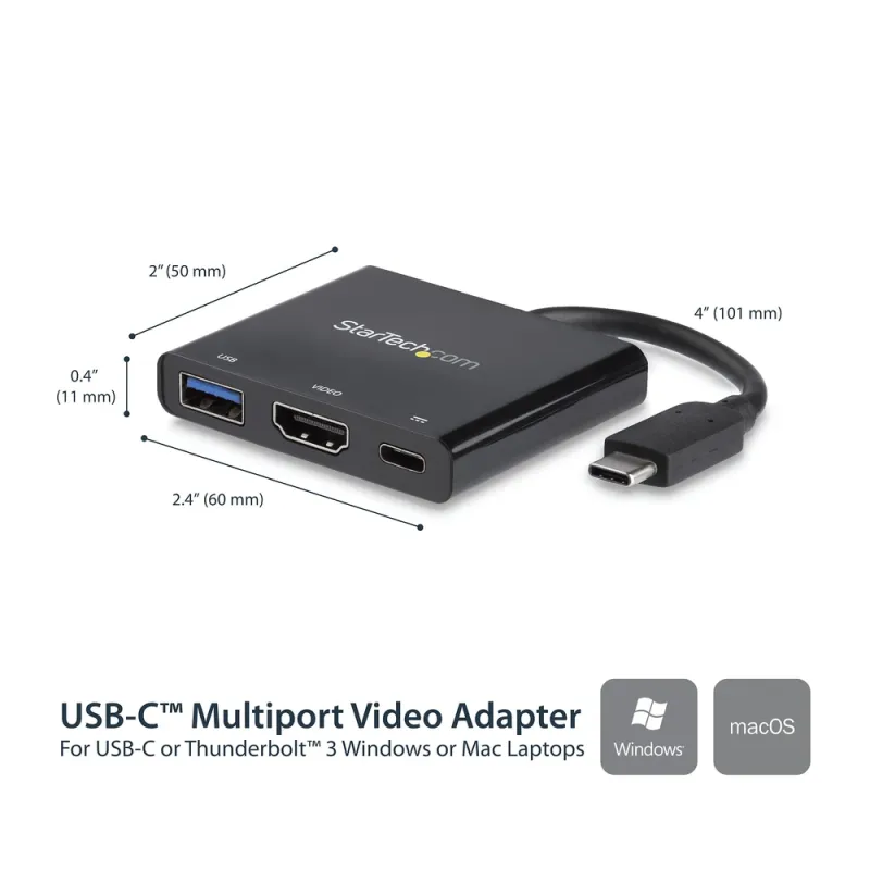 Convertidor de Vídeo StarTech.com - USB-C - HDMI 4K - USB A - Negro - CDP2HDUACP