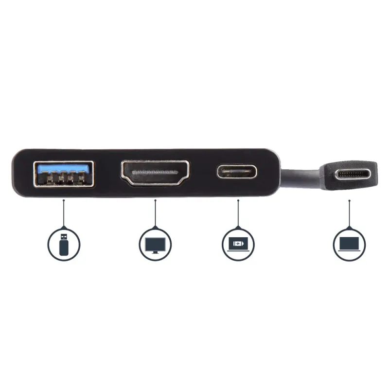 Convertidor de Vídeo StarTech.com - USB-C - HDMI 4K - USB A - Negro - CDP2HDUACP