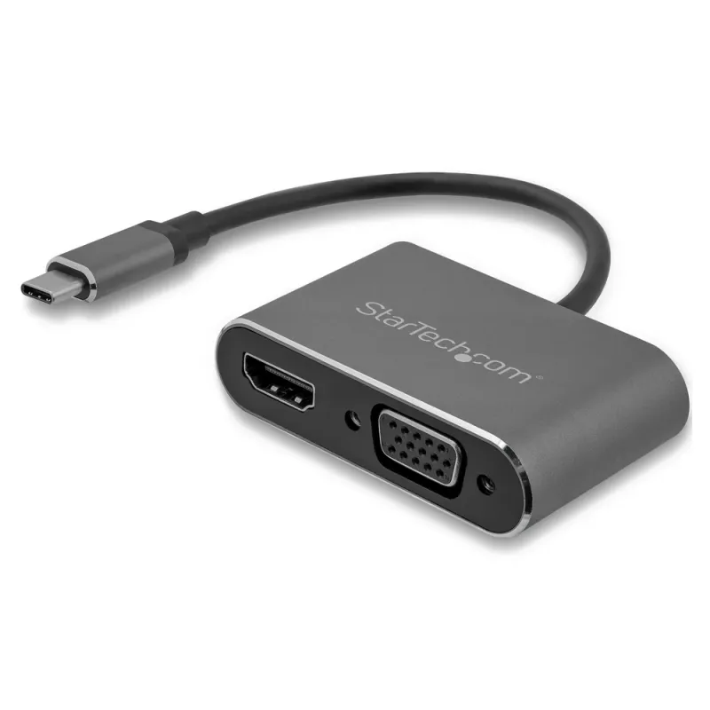 Adaptador StarTech.com CDP2HDVGA - USB-C a VGA y HDMI - Gris Espacial - CDP2HDVGA
