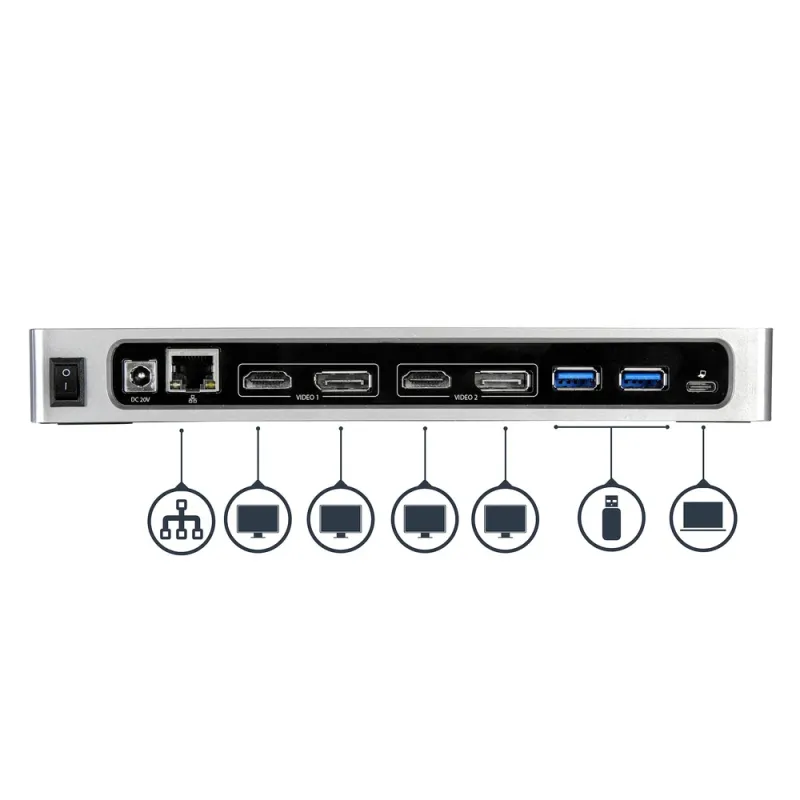 Docking Station StarTech.com DK30A2DH - 5 Gbits - USB-C - SATA - HDMI - DisplayPort - Ethernet - DK30A2DH