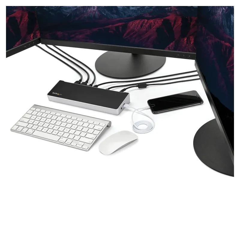 Base de conexión StarTech.com USB C - para Notebook/Tableta/PC -  6 USB - 6 USB 3.0 - RJ-45 - HDMI - DisplayPort - DK30CH2DEP