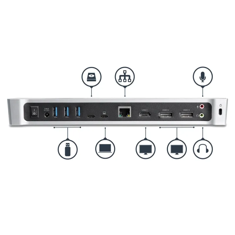 Docking Station StarTech.com DK30CH2DPPD - para Laptop - USB-C - 4k - para 3 Pantallas - DK30CH2DPPD