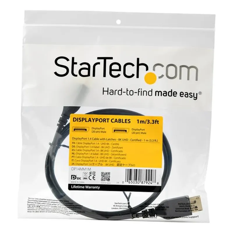 Cable StarTech.com DP14MM1M - DisplayPort - 1M - Negro - DP14MM1M
