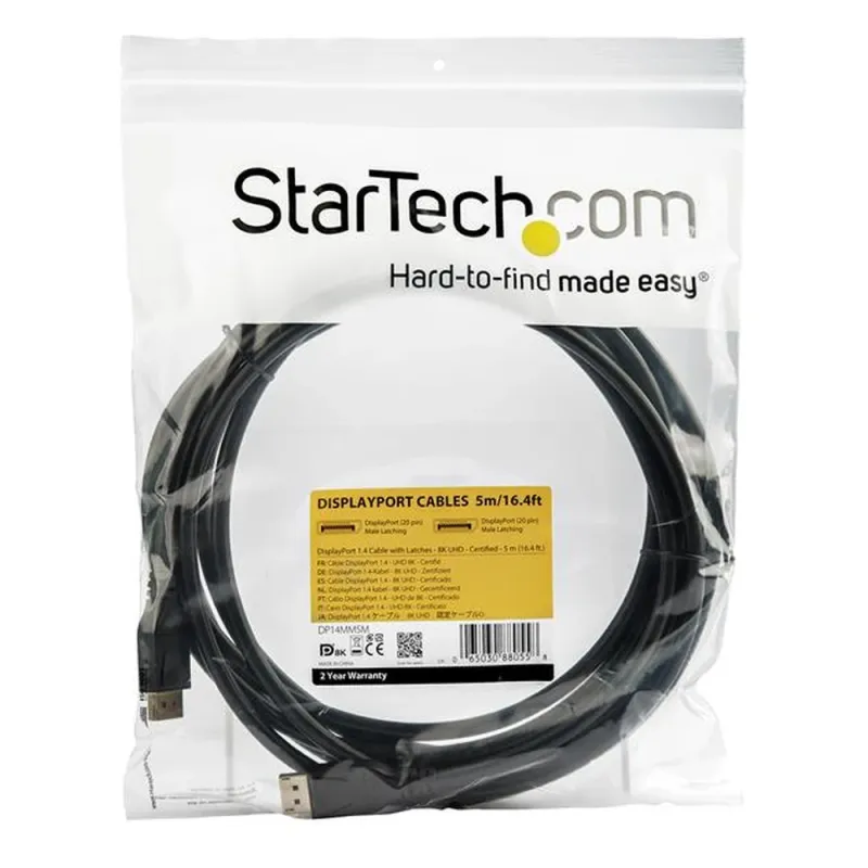 Cable StarTech.com DP14MM5M - DisplayPort - 1.4 - 5M - Negro - DP14MM5M