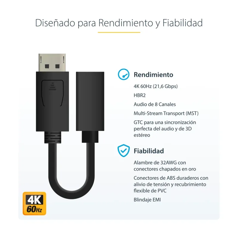 Adaptador StarTech.com DisplayPort Macho a Mini DisplayPort Hembra - 15cm - DP2MDPMF6IN