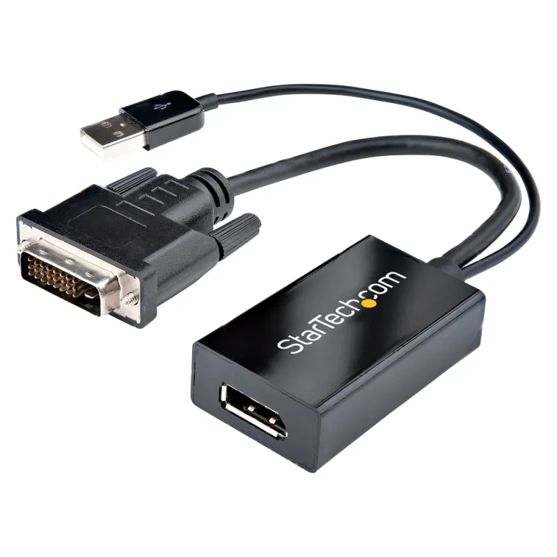 Convertidor StarTech.com DVI2DP2 - DVI a DisplayPort - Alimantado por USB - DVI2DP2