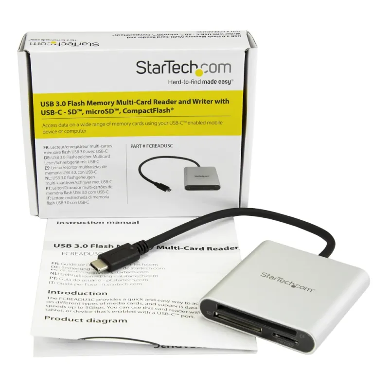 Lector de Tarjetas Flash StarTech.com - USB 3.0 - Gris - FCREADU3C