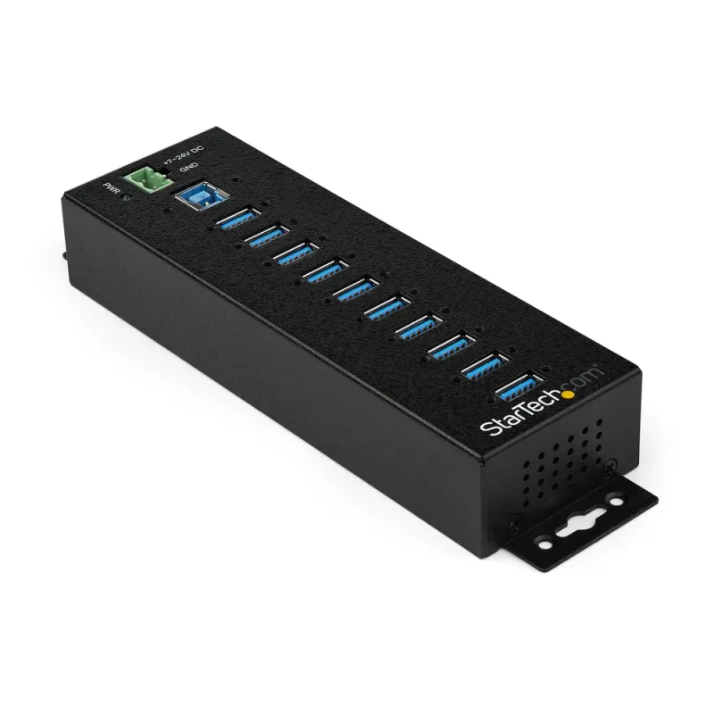 HUB Industrial StarTech.com - USB 3.0 - 10 Puertos USB 3.1 - Adaptador de Alimentación - Negro - HB30A10AME