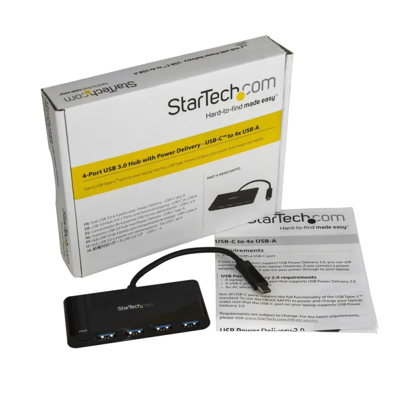 Hub Concentrador USB StarTech.com - HB30C4AFPD - Conecta 1 USB-C a 4 USB 3.0 - HB30C4AFPD