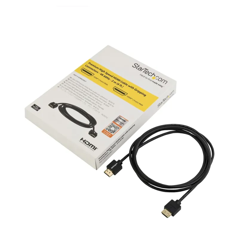 Cable HDMI StarTech.com HDMM2MLP - 2Mts - 4K - Macho / Macho - Negro - HDMM2MLP