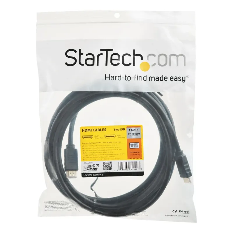 Cable StarTech.com HDMI 5m - Alta Velocidad Premium - Ethernet - 4k - 60Hz - HDMM5MP