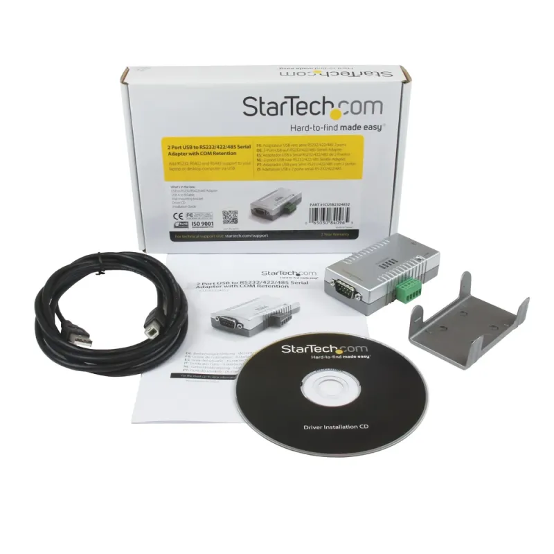 Adaptador StarTech.com - USB a 2 Puertos Serial RS232/RS422/RS485 - Retención COM - ICUSB2324852