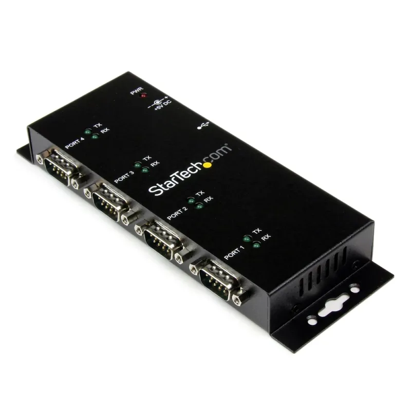 Concentrador Adaptador StarTech.com - USB a Serial RS232 DB9 - 4 Puertos - Riel DIN Industrial - ICUSB2324I