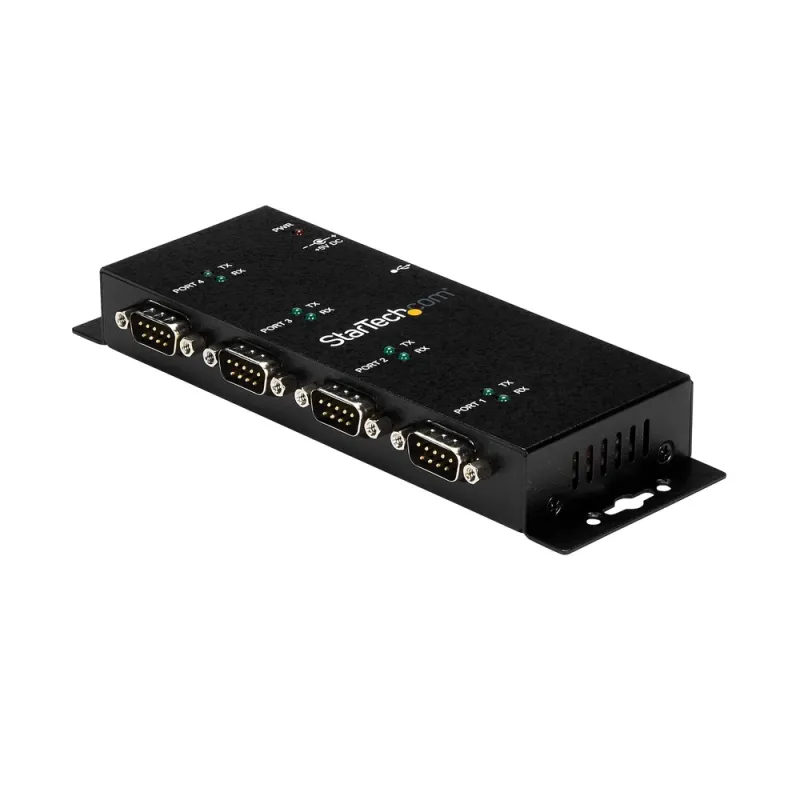 Concentrador Adaptador StarTech.com - USB a Serial RS232 DB9 - 4 Puertos - Riel DIN Industrial - ICUSB2324I