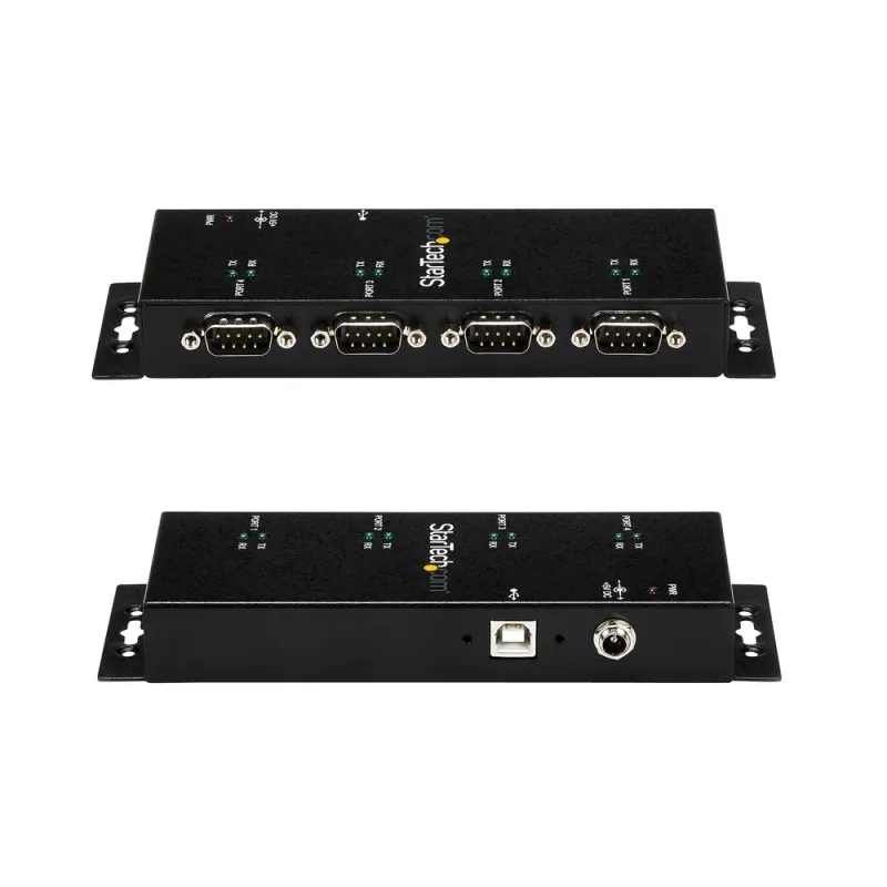 Concentrador Adaptador StarTech.com - USB a Serial RS232 DB9 - 4 Puertos - Riel DIN Industrial - ICUSB2324I