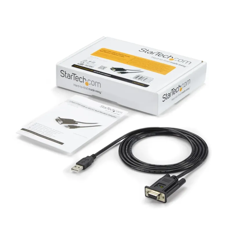Cable StarTech.com de 1m Adaptador de 1 Puerto USB a Modem Nulo Null Serial DB9 RS232 DCE con FTDI - ICUSB232FTN