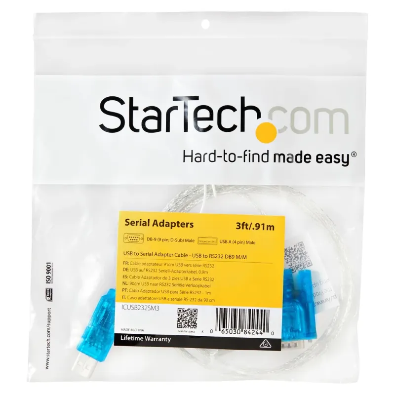 Cable Adaptador StarTech.com - USB a Serie RS232 DB9 - 0.9m - - ICUSB232SM3