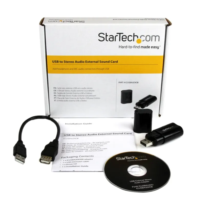 Adaptador StarTech.com de Sonido Externa USB a Estéreo 3.5mm - Negro - ICUSBAUDIOB