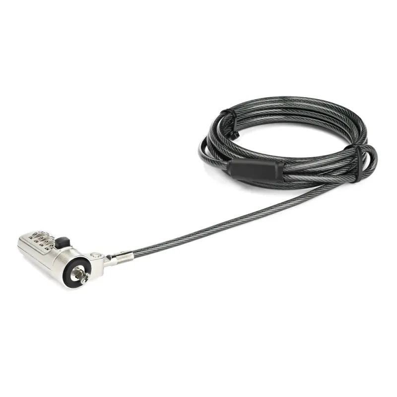 Cable de Seguridad StarTech.com LTLOCKNBL - Combinación - Para Laptop - Ranura Wedge - Bisagra Giratoria - 2M - LTLOCKNBL