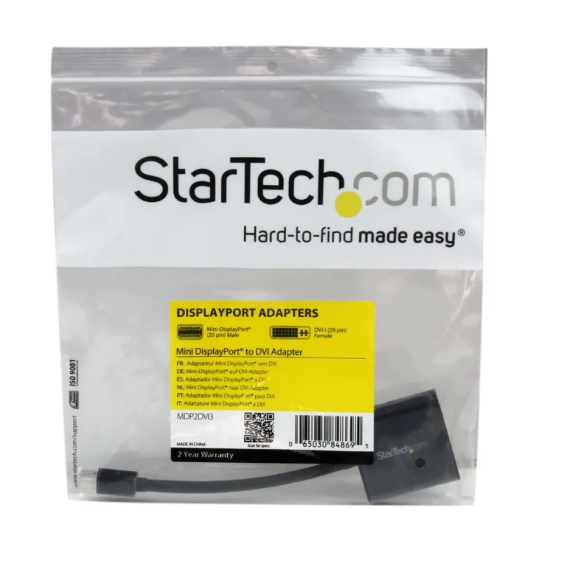 Adaptador de Video StarTech.com MDP2DVI3 - Mini DisplayPort a DVI - Macho a Hembra - 1920x1200 - Pasivo - MDP2DVI3