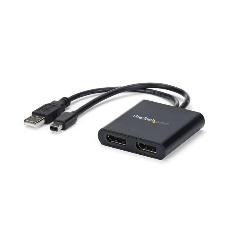Multiplicador de Vídeo StarTech.com - Conecta Mini DisplayPort a 2 puertos DisplayPort - Hub MST - Negro - MSTMDP122DP