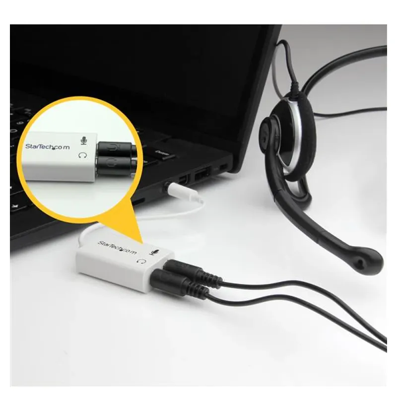 Cable Adaptador Divisor StarTech.com - Diadema Macho / Hembra - Blanco - MUYHSMFFADW