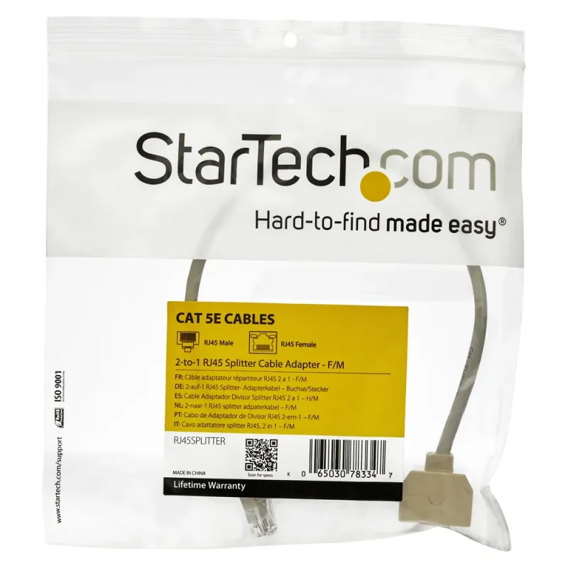 Adaptador StarTech.com - 2x RJ-45 a RJ-45 Cat5e - RJ45SPLITTER