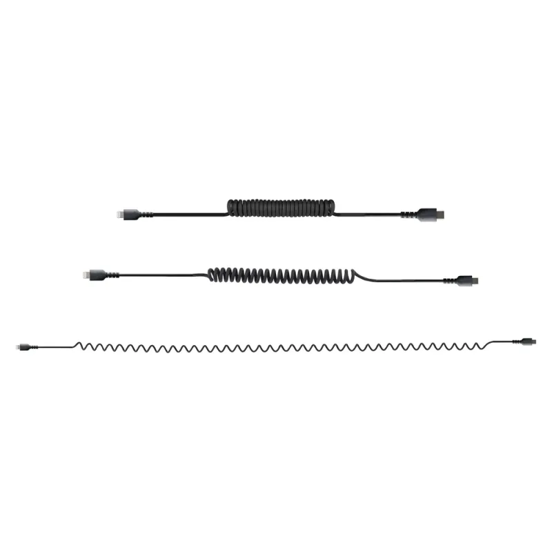 Cable StarTech.com - USB-C a Lightning - Espiral - 1m - Negro - RUSB2CLT1MBC
