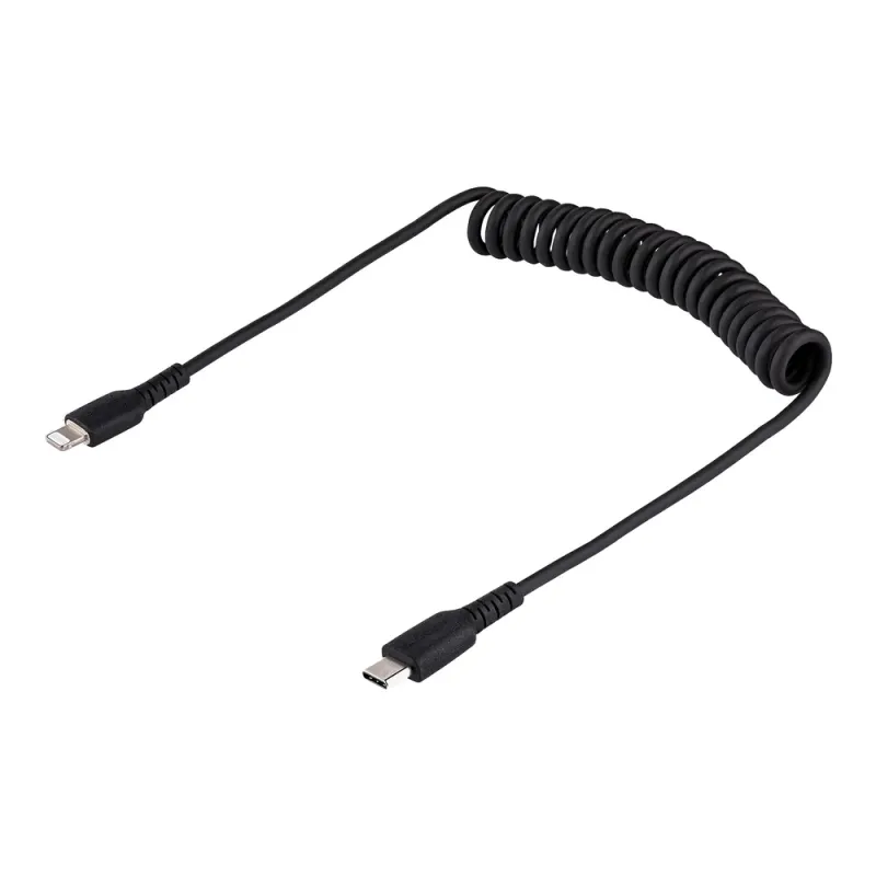 Cable StarTech.com - USB-C a Lightning - Espiral - 1m - Negro - RUSB2CLT1MBC