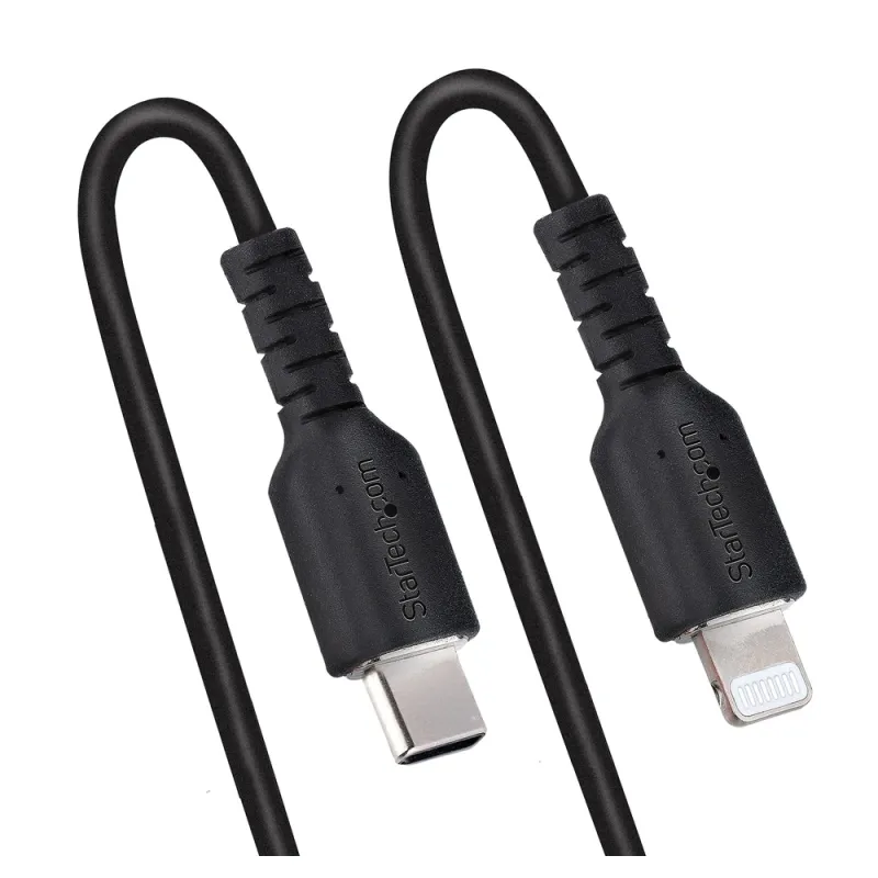 Cable StarTech.com - USB-C a Lightning - Espiral - 1m - Negro - RUSB2CLT1MBC