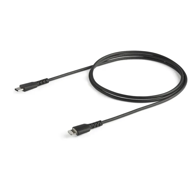 Cable USB StarTech.com RUSBCLTMM1MB - USB-C a Lightning - 1 M - Fibra Aramida - Negro - RUSBCLTMM1MB