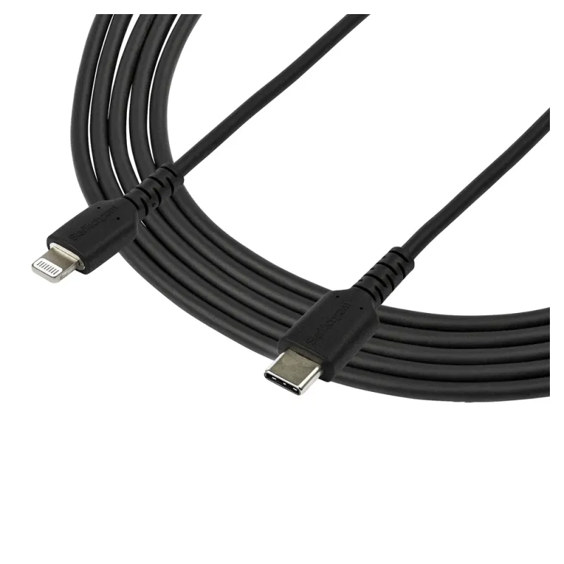 Cable USB StarTech.com RUSBCLTMM2MB - USB-C a Lightning - 2 Mts - Fibra Aramida - Negro - RUSBCLTMM2MB