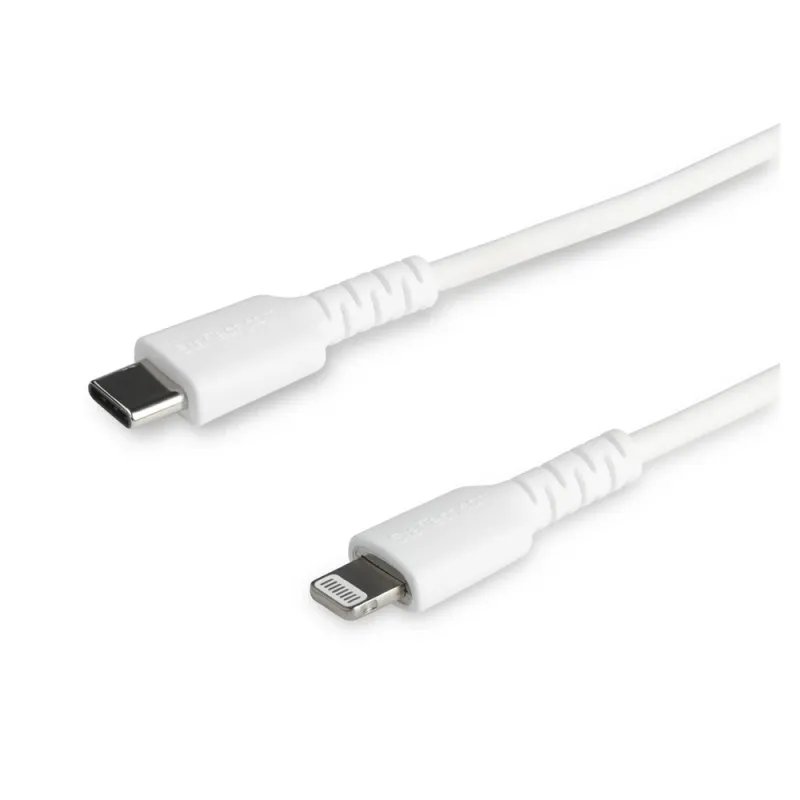 Cable USB StarTech.com RUSBCLTMM2MW - USB-C a Lightning - 2 Mts - Fibra Aramida - Blanco - RUSBCLTMM2MW