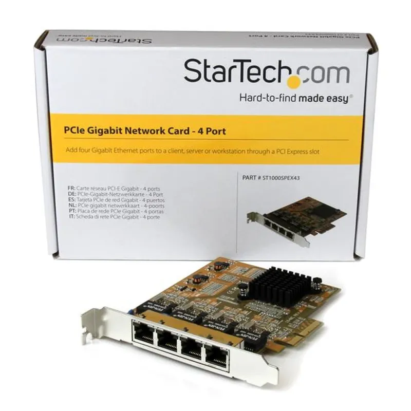 Tarjeta de Red StarTech.com - PCI-Express - 2000 Mbit/s - 4x Ethernet - ST1000SPEX43