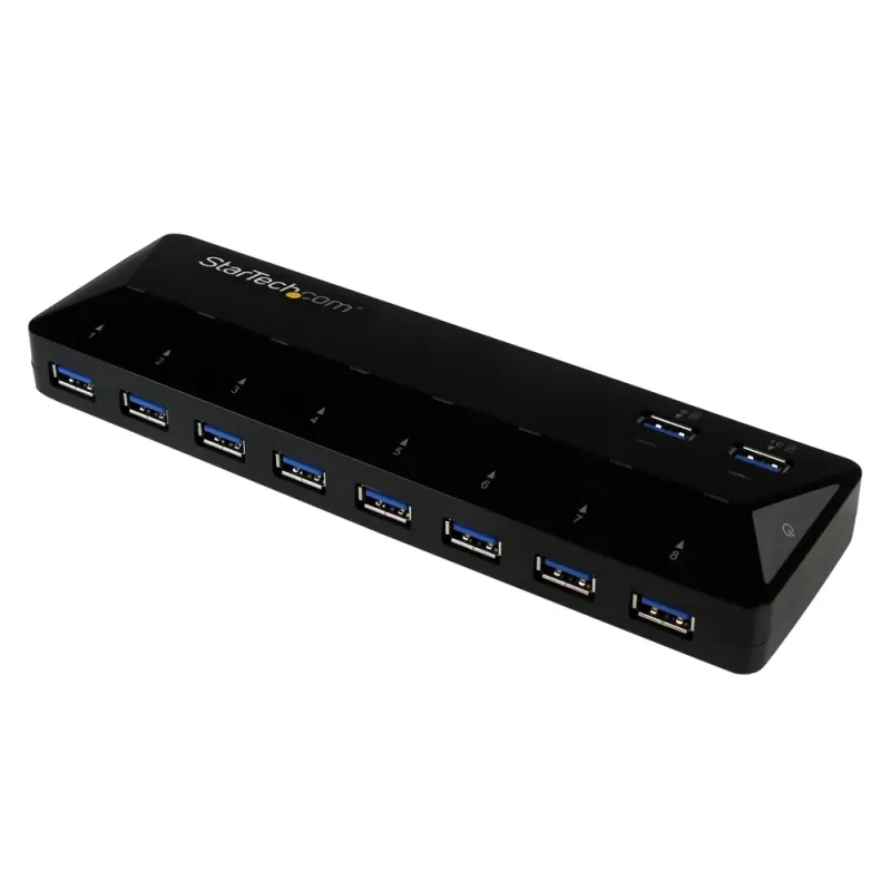 HUB USB StarTech.com ST103008U2C - 10 Puertos USB 3.0 -  2 Puertos 1.5A - Negro - ST103008U2C
