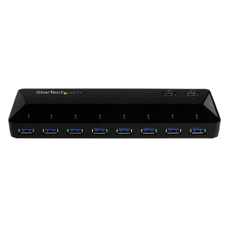 HUB USB StarTech.com ST103008U2C - 10 Puertos USB 3.0 -  2 Puertos 1.5A - Negro - ST103008U2C