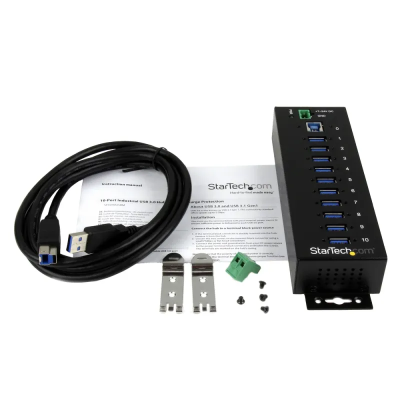 Concentrador StarTech.com ST1030USBM - USB 3.0 - 10 puertos - Negro - ST1030USBM