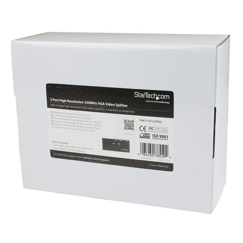 Duplicador Divisor StarTech.com ST122PRO - Vídeo VGA - 2 Puertos - 350MHz - Splitter - ST122PRO