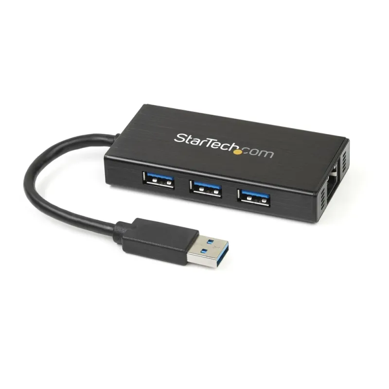 Hub StarTech.com USB 3.0 Aluminio con 3 Puertos USB y Adaptador de Red Ethernet - ST3300GU3B