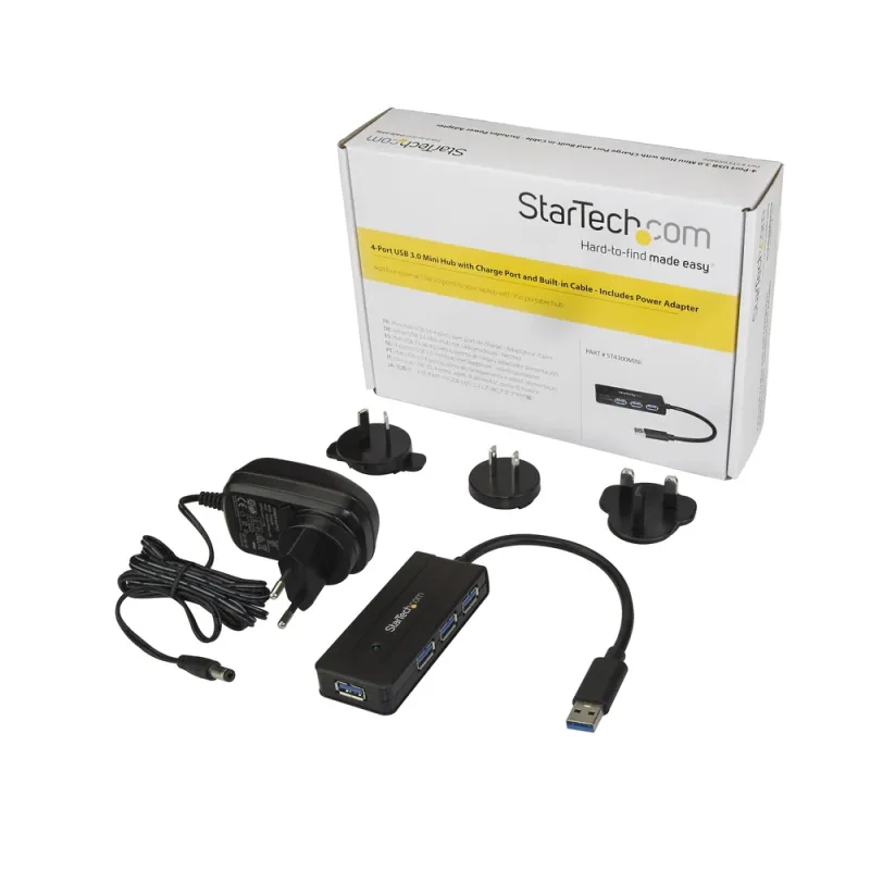 Hub Concentrador StarTech.com ST4300MINI - USB 3.0 - 4 Puertos - Negro - ST4300MINI